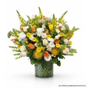 Sol de Verano - Floreria Las Margaritas. 10 Mayo. Dia de las Madres. Flores. GDL. Guadalajara. Flores. Gerberas. Perritos. Rosas. Lisianthus. Lenteja. flores amarillas